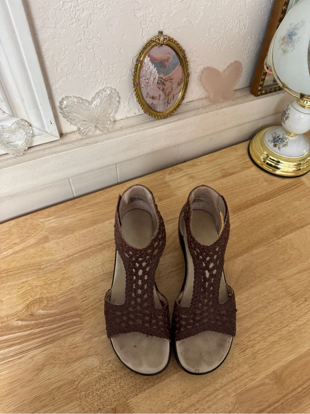 Whimsical 2000’s Jambu Brown Woven Leather Sport Wedge Sandals Size 9 Comfort